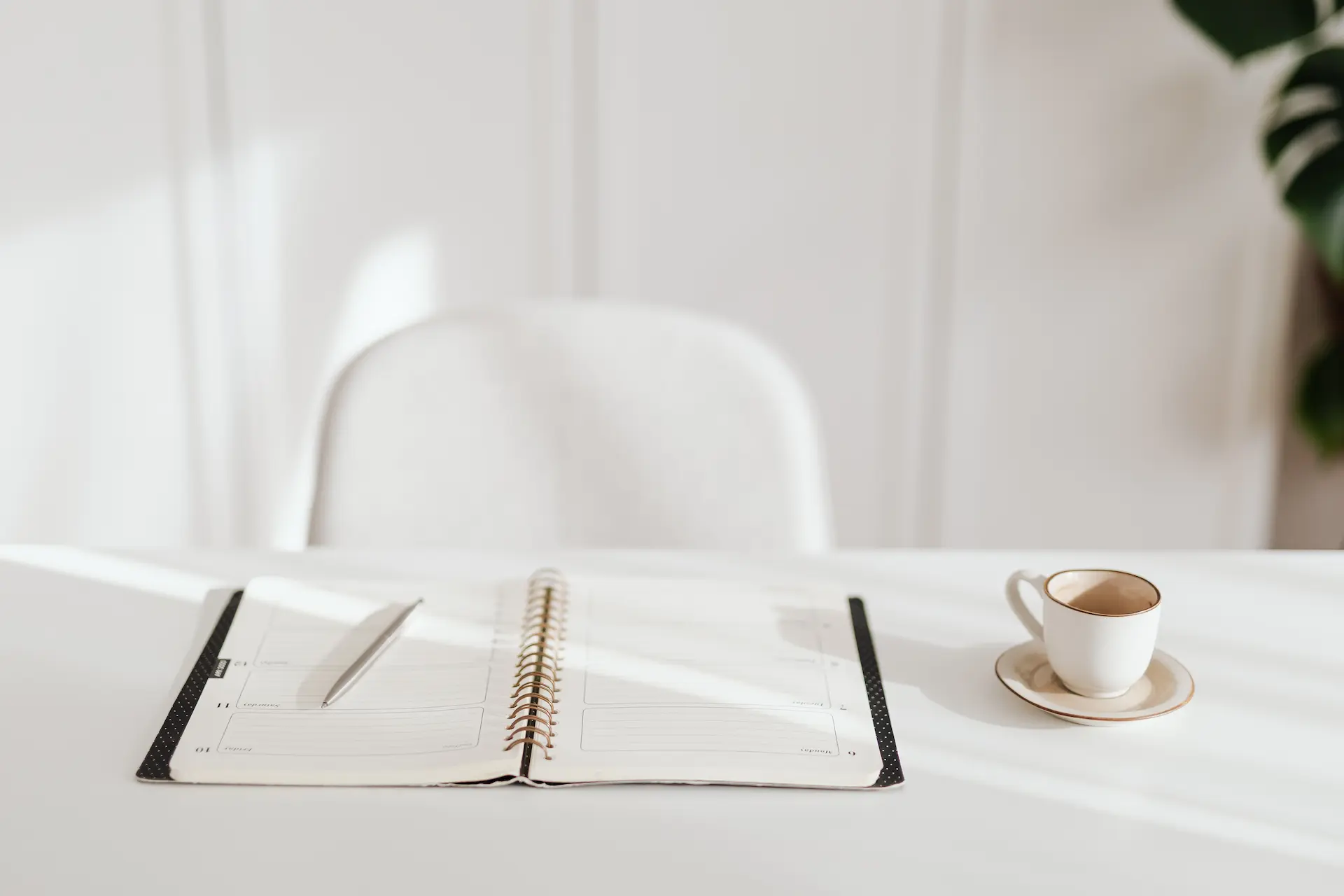Planificateur pour web planeur, stylo et tasse de café