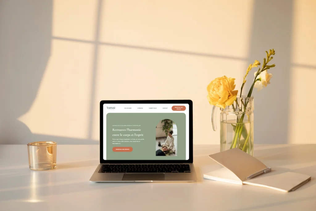 Aperçu d'une réalisation de site internet épuré et élégant créé par Dunélia Studio pour un indépendant