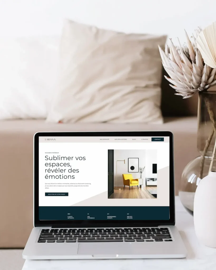 Création d'un site internet professionnel élégant pour une décoratrice d'interieur par Dunélia Studio