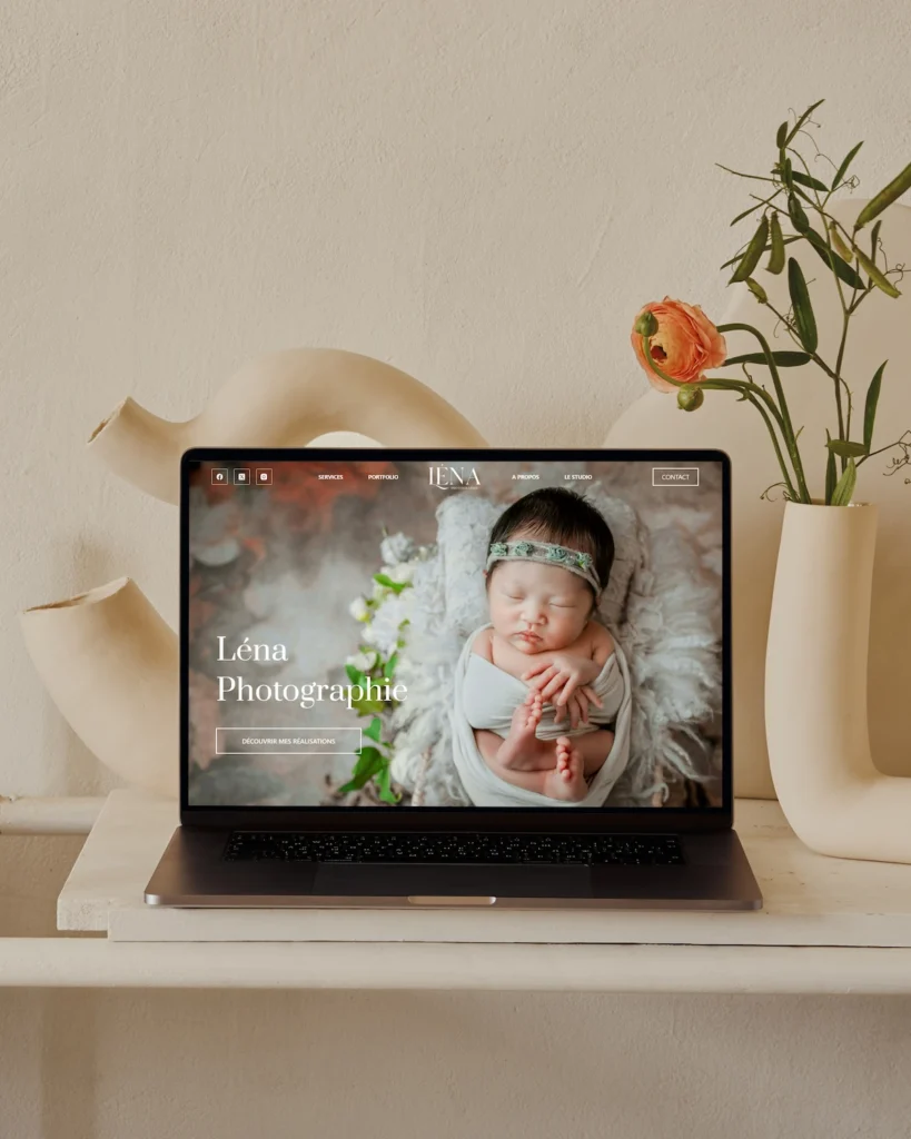 Site vitrine WordPress raffiné créé par Dunélia Studio pour une photographe