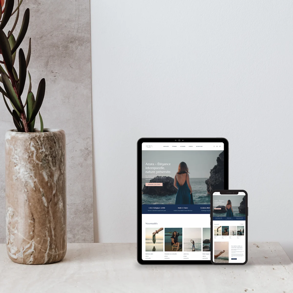 Création d'un site e-commerce wordpress pour une boutique de vêtements femme par Dunélia Studio